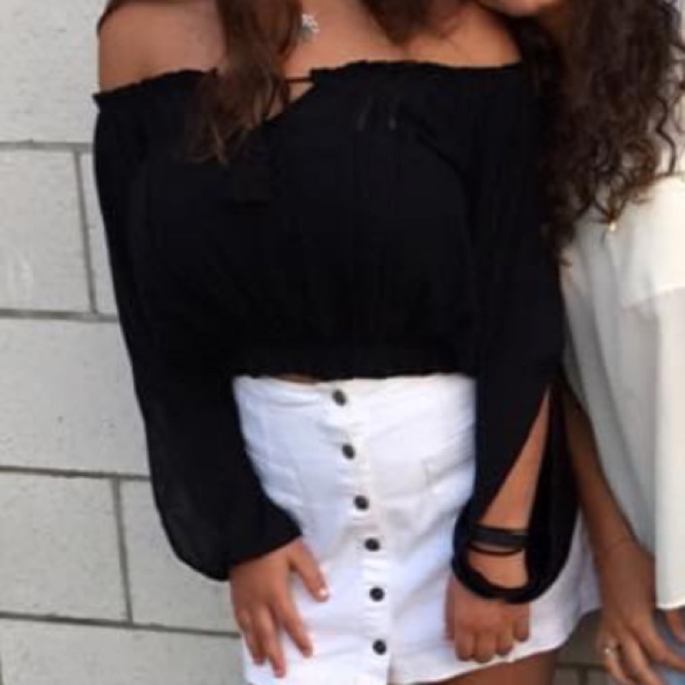 Off The Shoulder Black Abercrombie Shirt with tie